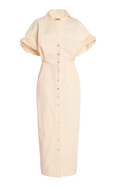 Christopher John Rogers Cotton Midi Shirt Dress In Neutral