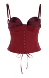 Christopher John Rogers Cotton-silk Bustier Corset Top In Red