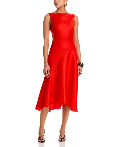 Christopher John Rogers Cowl Back Bias Midi Dress In Red