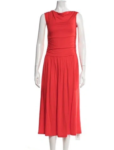 Pre-owned Christopher John Rogers Cowl Neck Midi Length Dress W/ Tags In Red