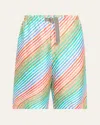 Christopher John Rogers Crayon Stripe Silk Bias Shorts In Rainbow Multi