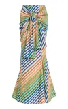Christopher John Rogers Crayon-striped Cotton-poplin Sarong Skirt
