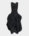 Christopher John Rogers Draped Bustier Sleeveless Maxi Dress In Black