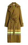 Christopher John Rogers Embellished Oversized Cotton Trench Coat In Gray