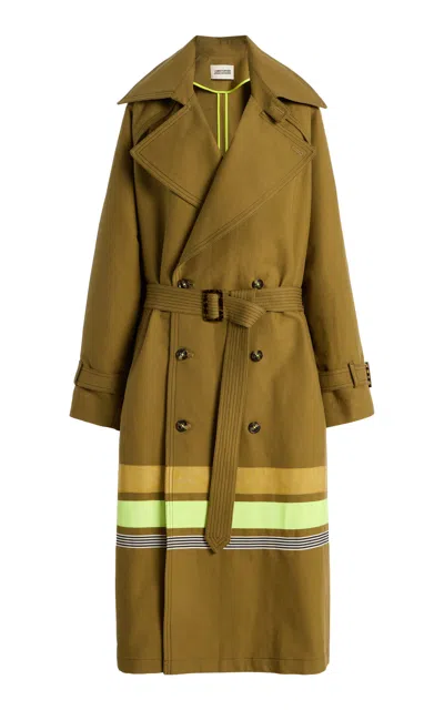 Christopher John Rogers Embellished Oversized Cotton Trench Coat In Gray