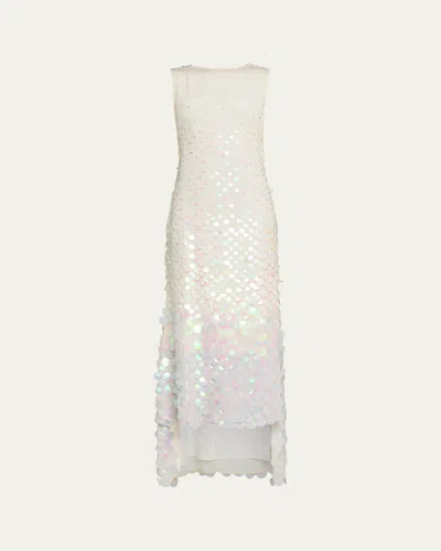 Christopher John Rogers Embellished Silk High-low Dress In White