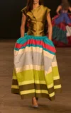 Christopher John Rogers Embroidered Colorblocked Silk-cotton Maxi Skirt In Multi