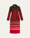 Christopher John Rogers Embroidered Stripe Belted Long Trench Coat