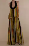 Christopher John Rogers Encrusted Wheatpaste Stripe Blouson Halter Gown In Multi