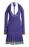 Christopher John Rogers Exclusive Riviera Cold-shoulder Ribbed-knit Mini Dress In Purple