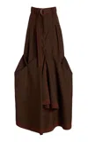 Christopher John Rogers Gathered Crepe Maxi Skirt In Brown