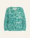 Christopher John Rogers Giant Marled Wool Cardigan In Spirulina Multi