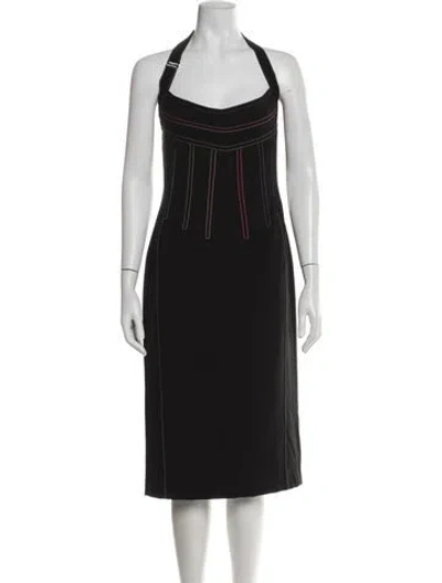 Pre-owned Christopher John Rogers Graphic Print Knee-length Dress In Black