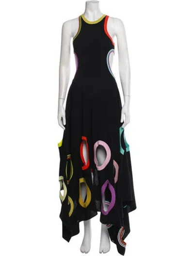 Pre-owned Christopher John Rogers Graphic Print Long Dress In Black