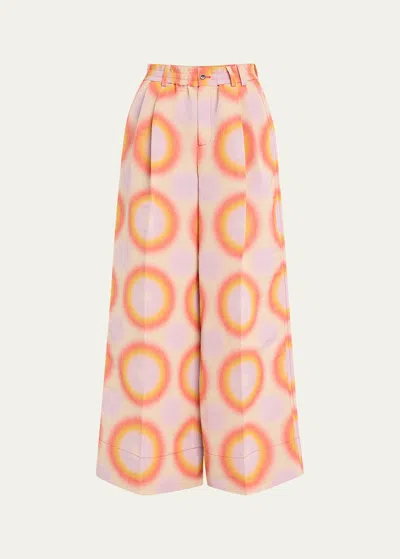 Christopher John Rogers Groovy Dot Printed Jumbo Trousers In Orange