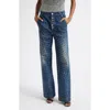Christopher John Rogers Halftone Wiggle Dot Button-front Wide-leg Jeans In Blue