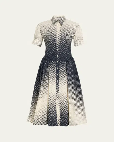 Christopher John Rogers Halftone Wiggle Dot Cotton Shirtdress In Multi