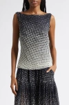 Christopher John Rogers Halftone Wiggle Dot Printed Crinkled-chiffon Top In Blue