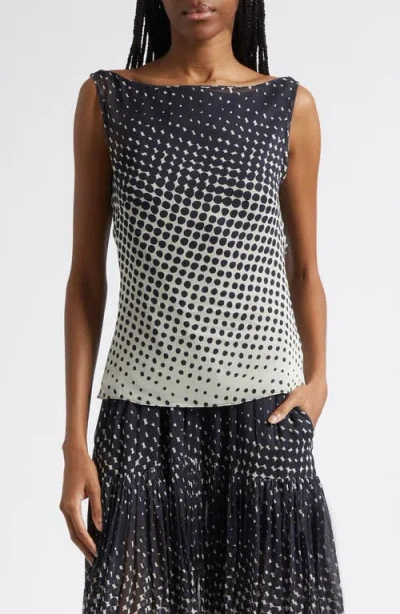 Christopher John Rogers Halftone Wiggle Dot Printed Crinkled-chiffon Top In Multi