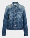 Christopher John Rogers Halftone Wiggle Dot Denim Jacket In Blue