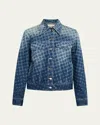 Christopher John Rogers Halftone Wiggle Dot Denim Jacket In Blue
