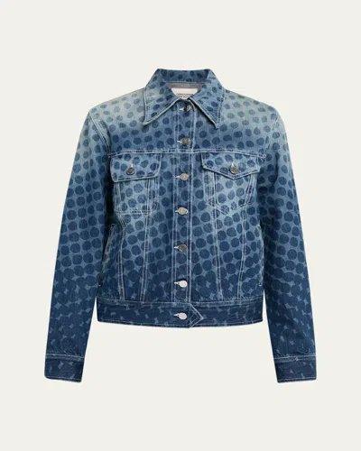 CHRISTOPHER JOHN ROGERS HALFTONE WIGGLE DOT DENIM JACKET