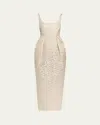 Christopher John Rogers Halftone Wiggle Dot Metallic Jacquard Dress In White
