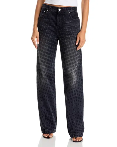 Christopher John Rogers Halftone Wiggle Dot Straight Leg Jeans In Black