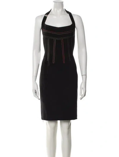 Pre-owned Christopher John Rogers Halterneck Knee-length Dress In Black