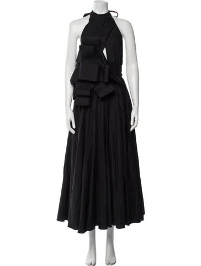 Pre-owned Christopher John Rogers Halterneck Long Dress In Black