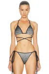 Christopher John Rogers Haltone Wiggle Dot String Bikini Top In Multi