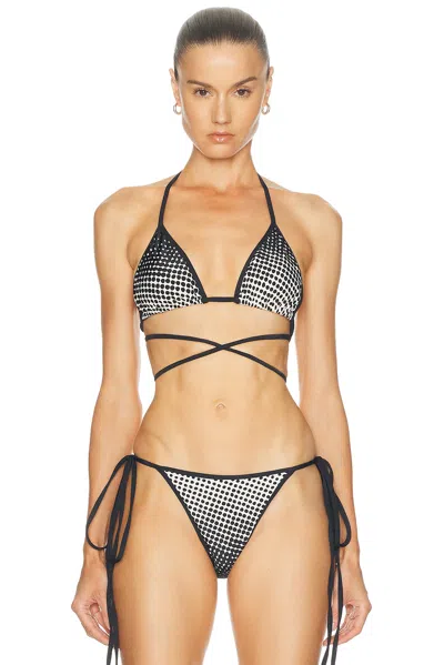 Christopher John Rogers Haltone Wiggle Dot String Bikini Top In Multi