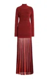 Christopher John Rogers Knit Jersey Maxi Dress In Red