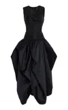 Christopher John Rogers Knotted Faille Gown In Black