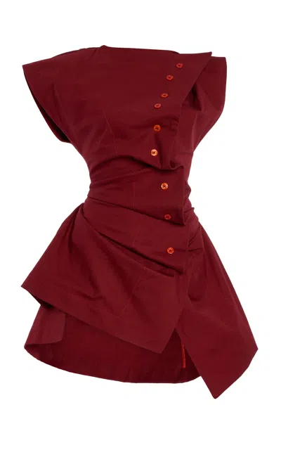 Christopher John Rogers Laced-back Cotton Shirt In Red