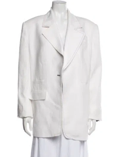 Pre-owned Christopher John Rogers Linen Blazer In White