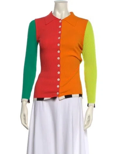 Pre-owned Christopher John Rogers Long Sleeve Button-up Top In Orange