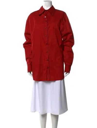 Pre-owned Christopher John Rogers Long Sleeve Button-up Top In Orange