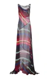 Christopher John Rogers Louie Stripe Maxi Dress In Black