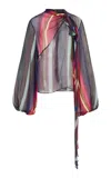 Christopher John Rogers Louie Stripe Sheer Top In Black