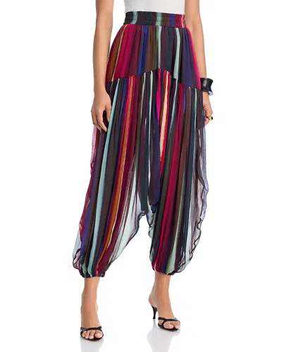 Christopher John Rogers Louie Stripe Soft Balloon Pants In Brown