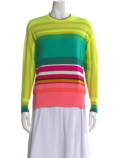 Pre-owned Christopher John Rogers Merino Wool Striped Sweater In Yellow