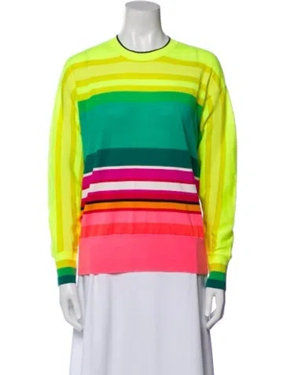 Pre-owned Christopher John Rogers Merino Wool Striped Sweater In Yellow