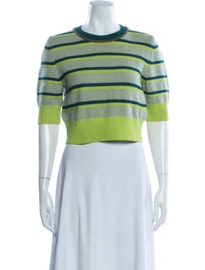 Pre-owned Christopher John Rogers Merino Wool Striped Top In Multi
