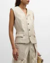 Christopher John Rogers Metallic Taffeta Inside Out Vest In Tapioca