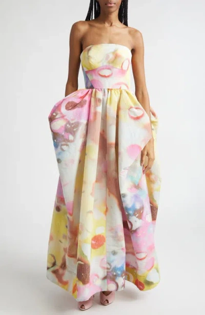 Christopher John Rogers Moonshine Strapless Umbrella Gown In Multi