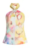 Christopher John Rogers Moonshine Twist-neck Top In Multi