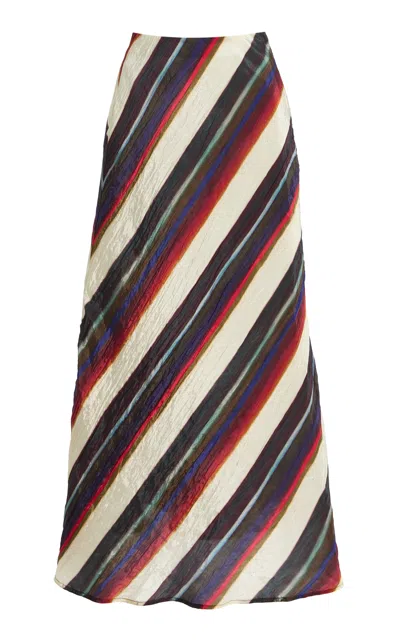 Christopher John Rogers Morris Stripe Midi Skirt In Multi