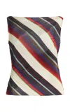 Christopher John Rogers Morris Stripe Sheer Top In Multi