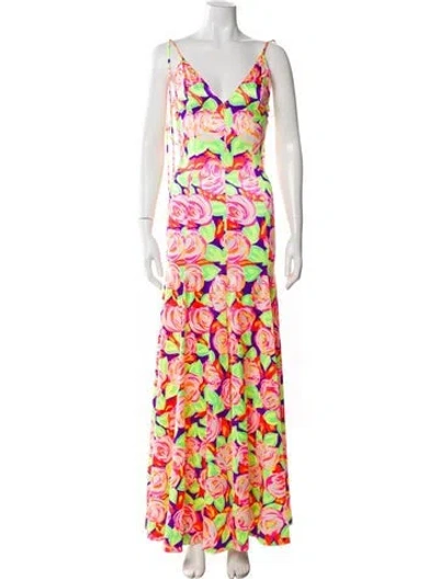 Pre-owned Christopher John Rogers Nylon Long Dress In Pink